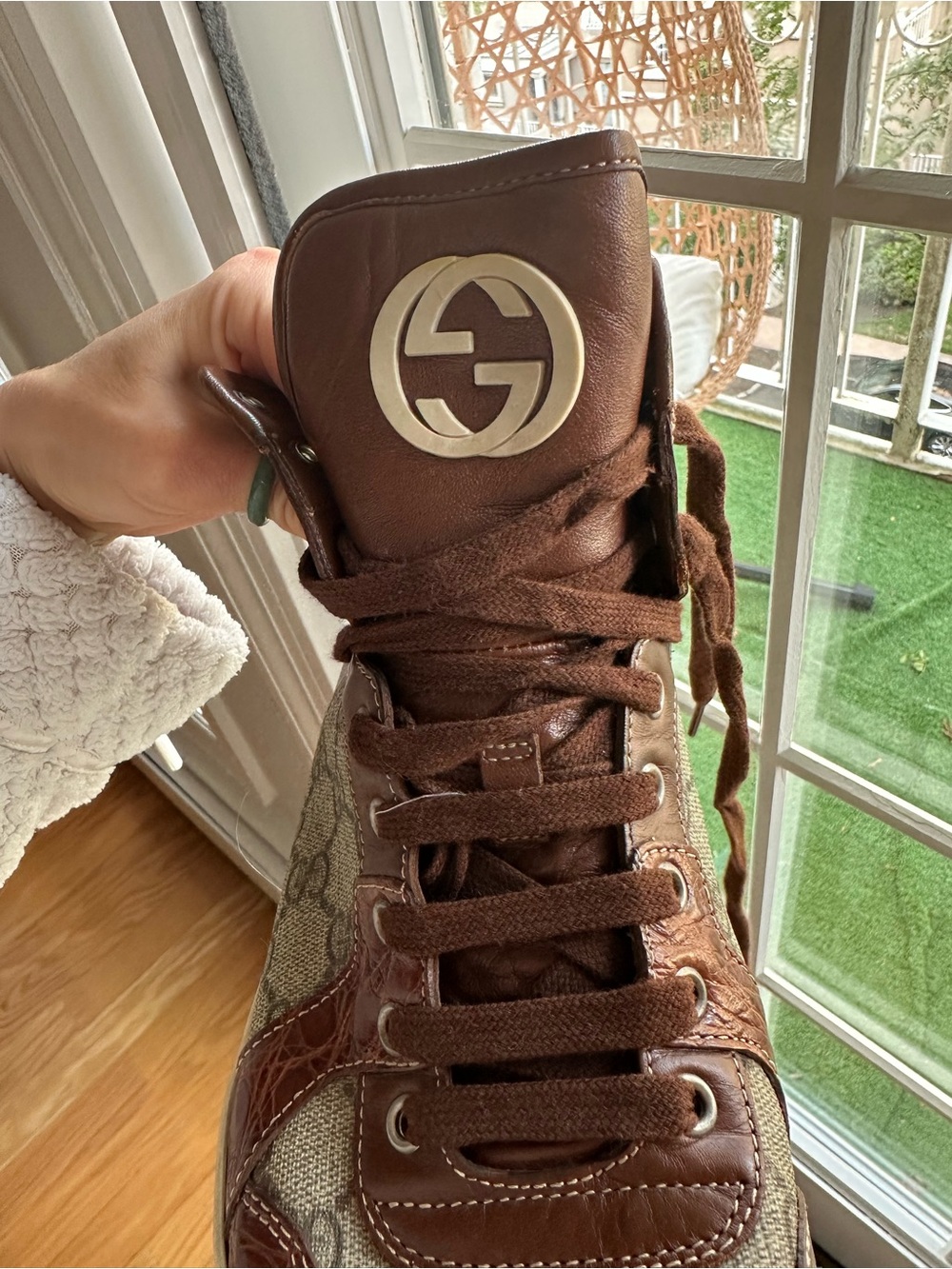 Gucci GG Supreme Brown Monogram High Top Sneakers Men’s 10 / 9G